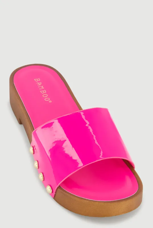 Studded Metallic Trim Open Toe Sandals sold by Rainbow