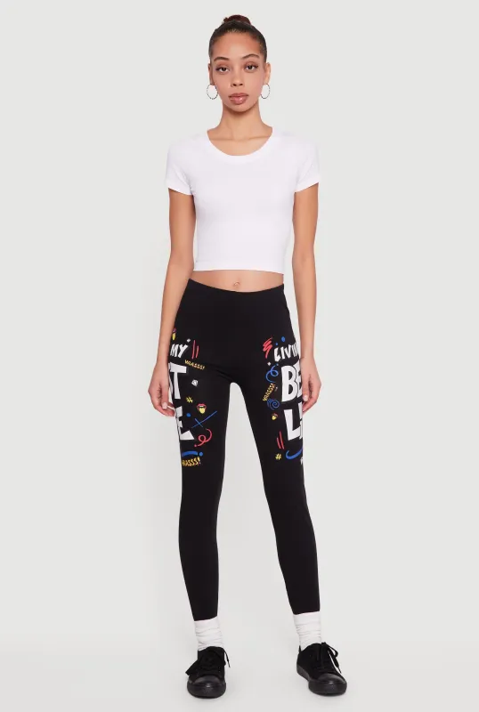 Living My Best Life Graphic Pull On Leggings sold by Rainbow