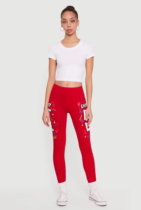 Living My Best Life Graphic Pull On Leggings sold by Rainbow