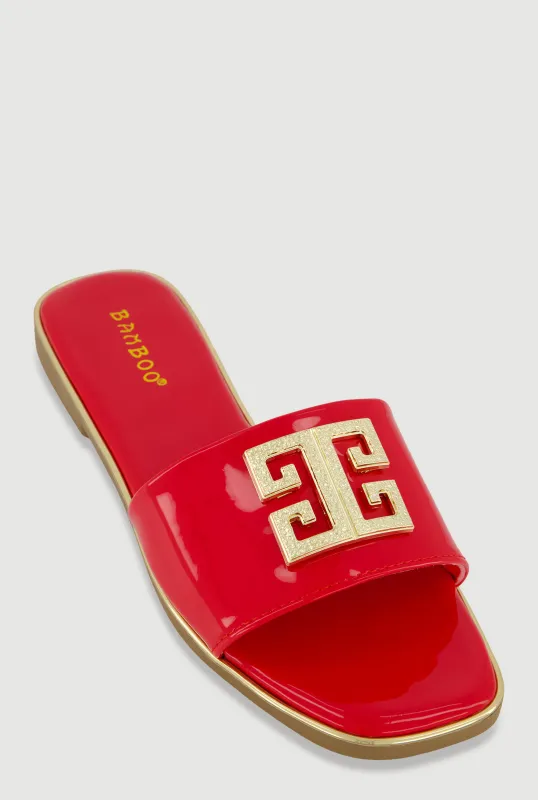 Geometric Pendant Band Slide Sandals sold by Rainbow