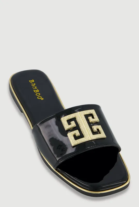 Geometric Pendant Band Slide Sandals sold by Rainbow