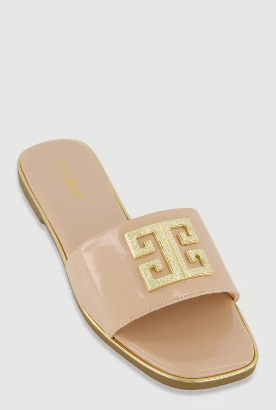 Geometric Pendant Band Slide Sandals sold by Rainbow
