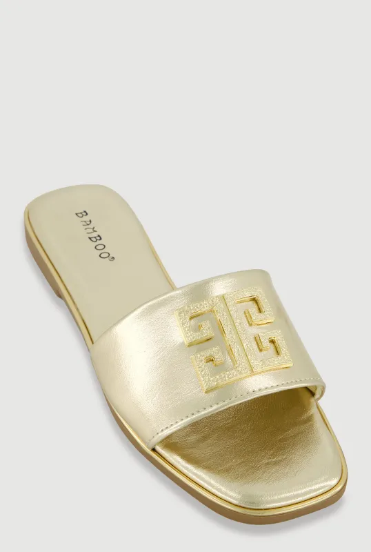 Geometric Pendant Band Slide Sandals sold by Rainbow