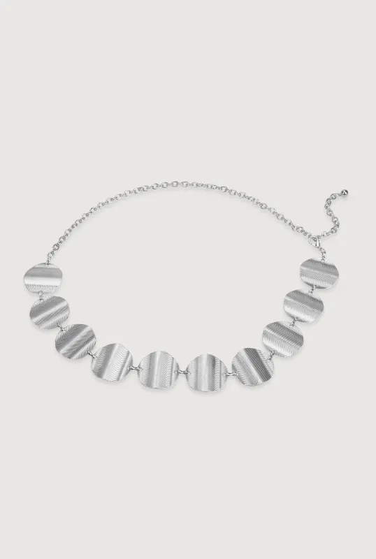 Metallic Wavy Textured Oval Chain Belt sold by Rainbow