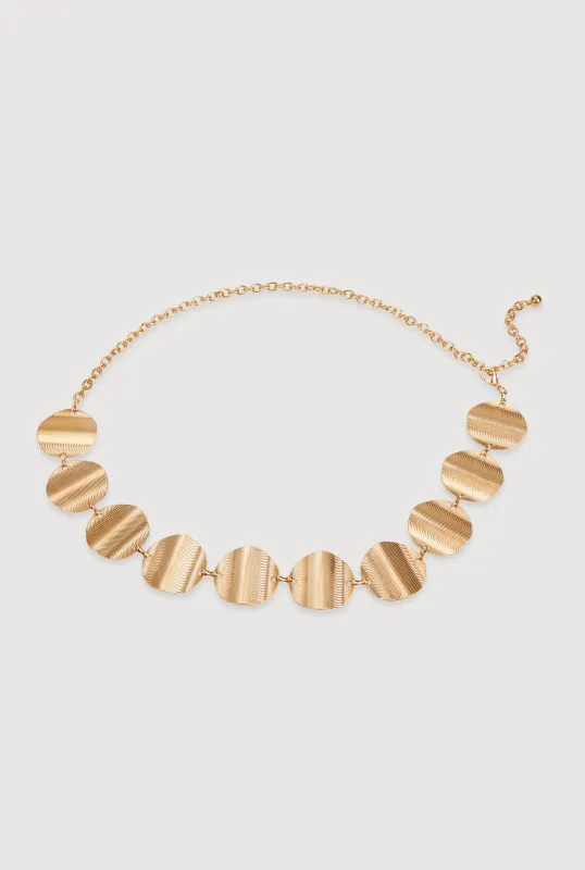 Metallic Wavy Textured Oval Chain Belt made by Rainbow