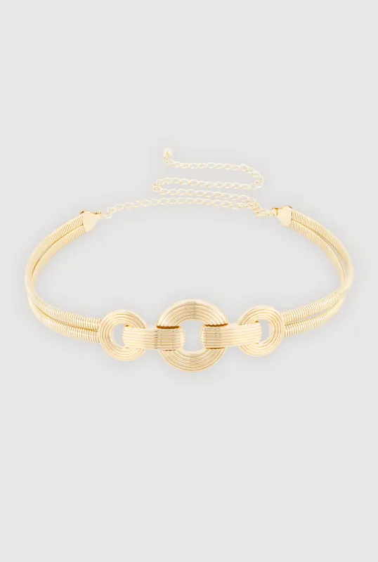 Metallic Triple Ring Snake Chain Belt sold by Rainbow