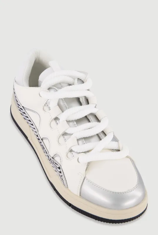 Chevron Color Blocked Lace Up Sneakers sold by Rainbow