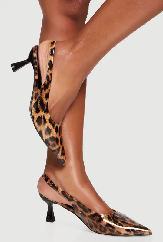 Pointed Toe Sling Back Spool Heels sold by Rainbow