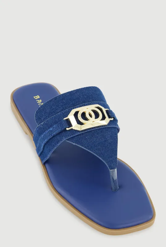 Metallic Pendant Thong Sandals sold by Rainbow