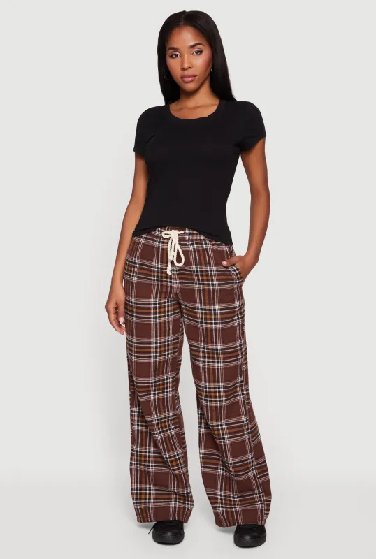 Flannel High Waisted Wide Leg Pants sold by Rainbow
