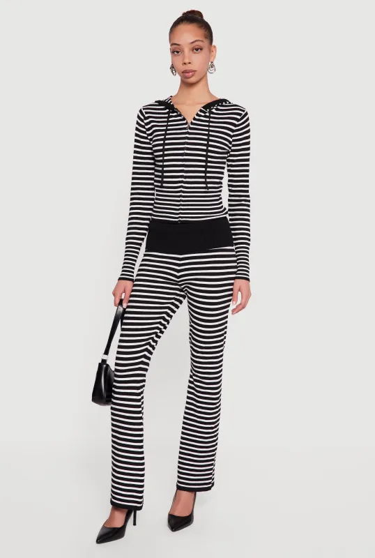 Almost Famous Striped Fold Over Flare Pants made by Almost Famous