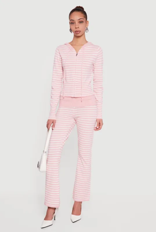 Almost Famous Striped Fold Over Flare Pants sold by Rainbow