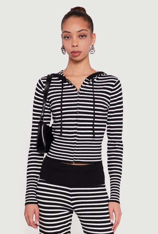 Almost Famous Striped Zip Front Hoodie made by Almost Famous