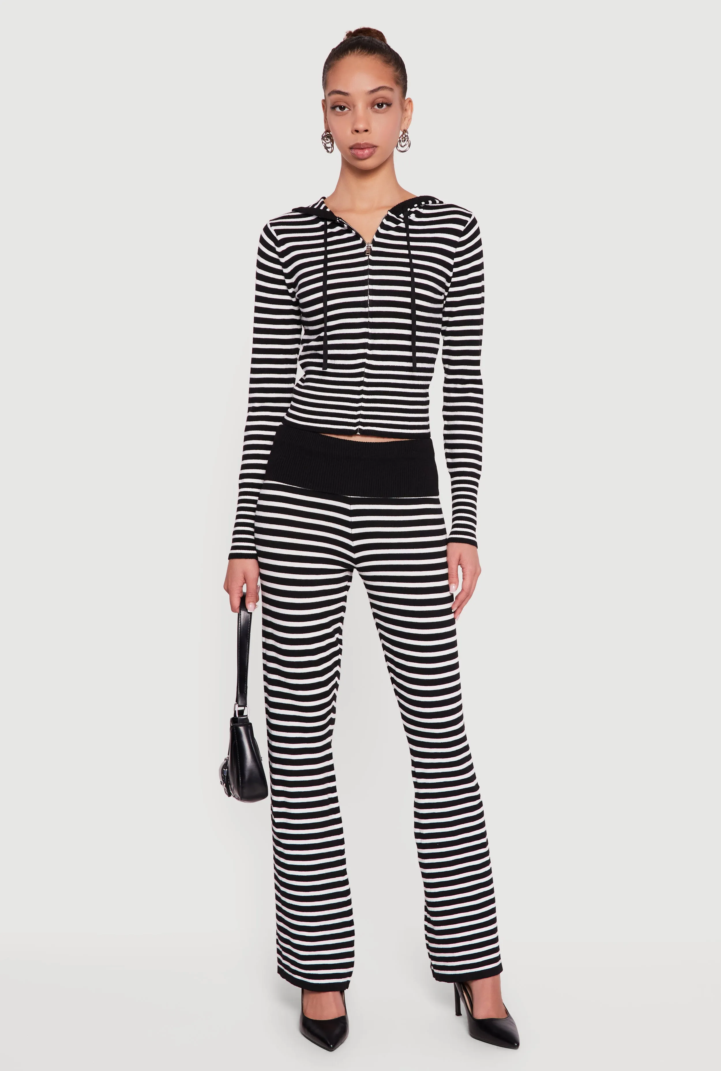 Almost Famous Striped Zip Front Hoodie sold by Rainbow product image thumbnail 2