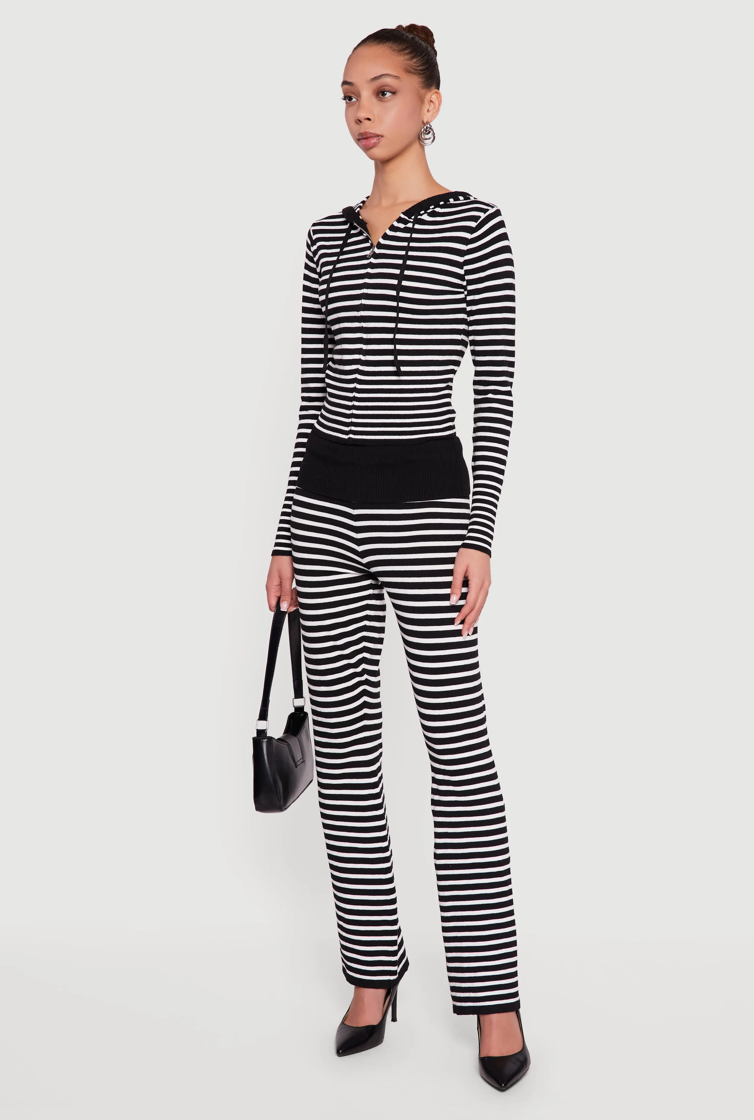 Almost Famous Striped Zip Front Hoodie sold by Rainbow product image thumbnail 3