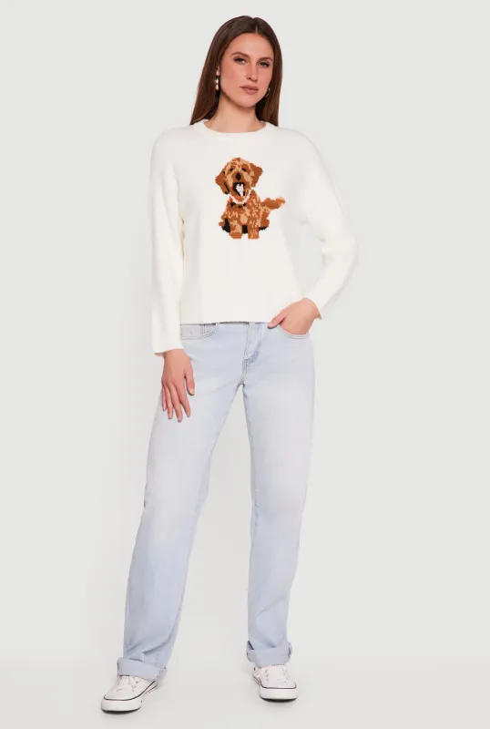 Dog Graphic Long Sleeve Crew Neck Pullover Sweater sold by Rainbow