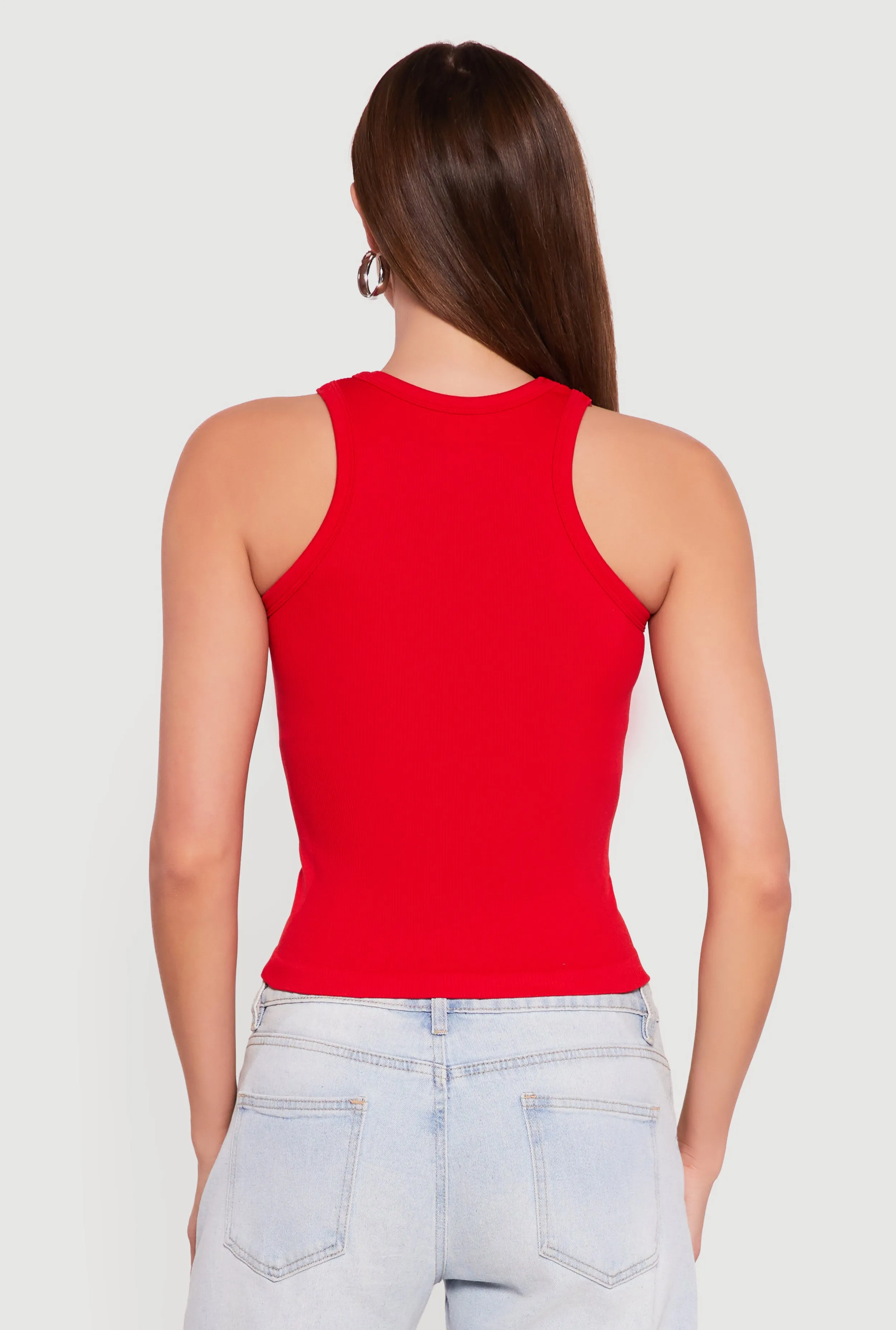 Seamless Rib Knit Cropped Racerback Tank Top sold by Rainbow product image thumbnail 5
