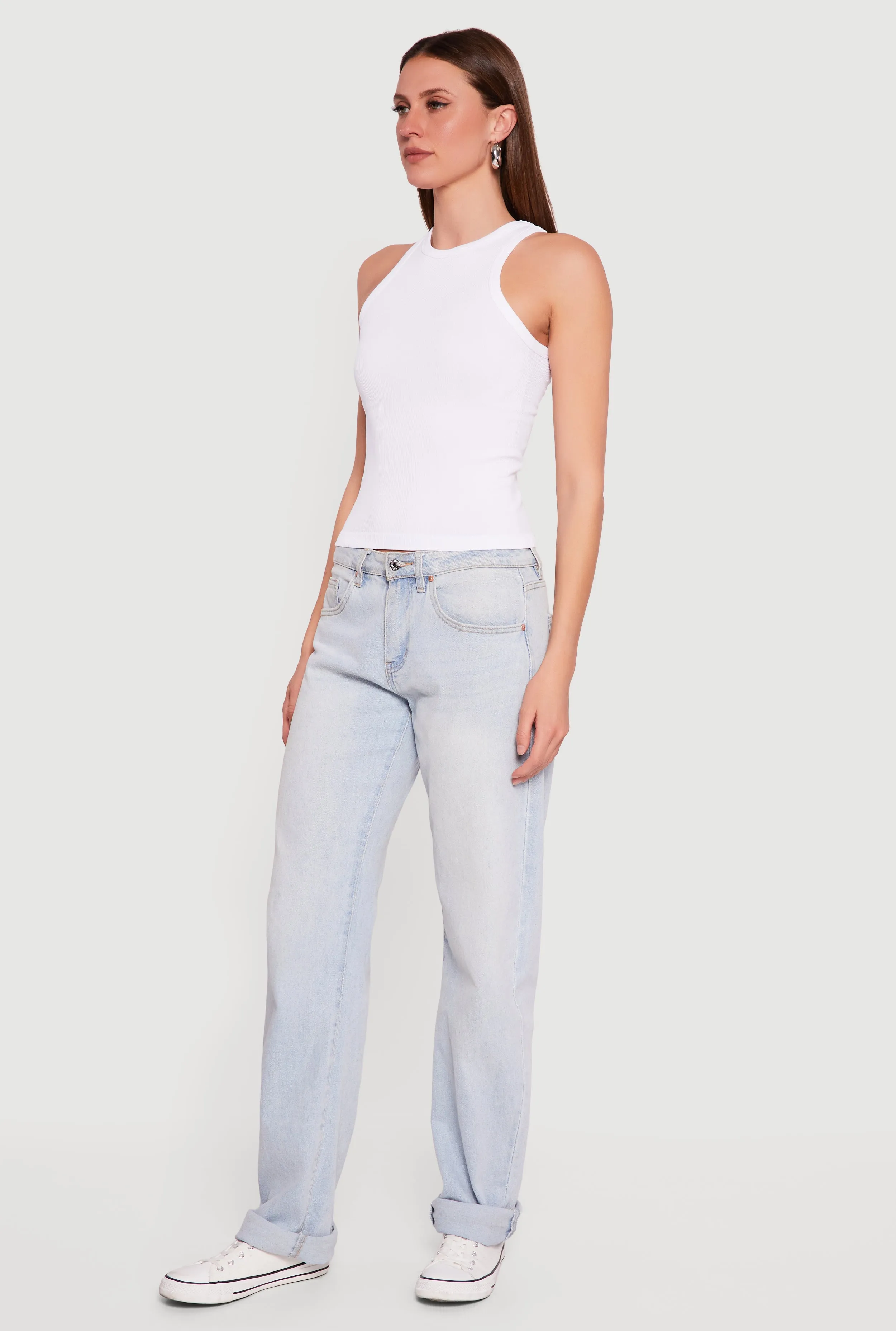 Seamless Rib Knit Cropped Racerback Tank Top sold by Rainbow product image thumbnail 3