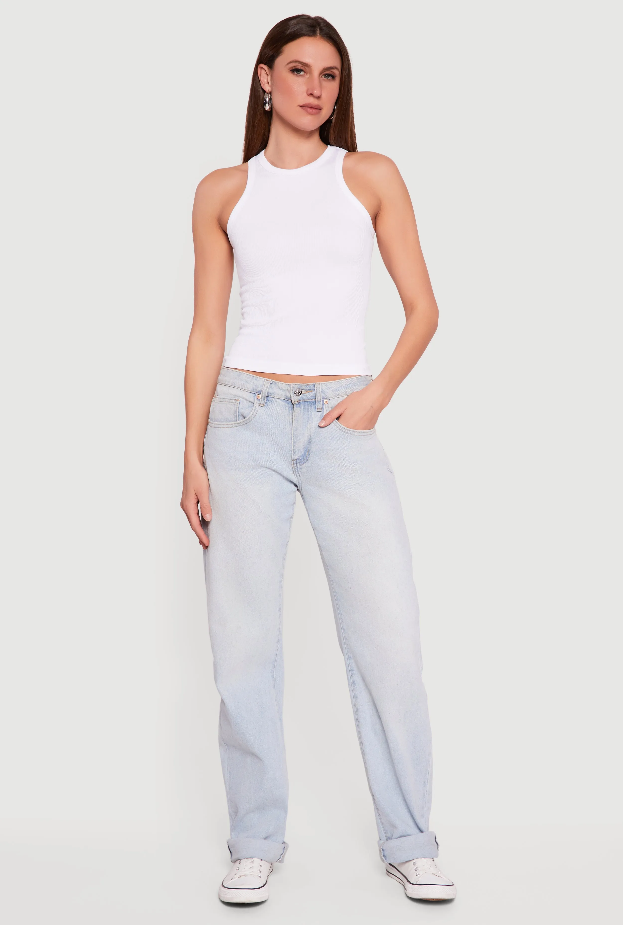 Seamless Rib Knit Cropped Racerback Tank Top sold by Rainbow