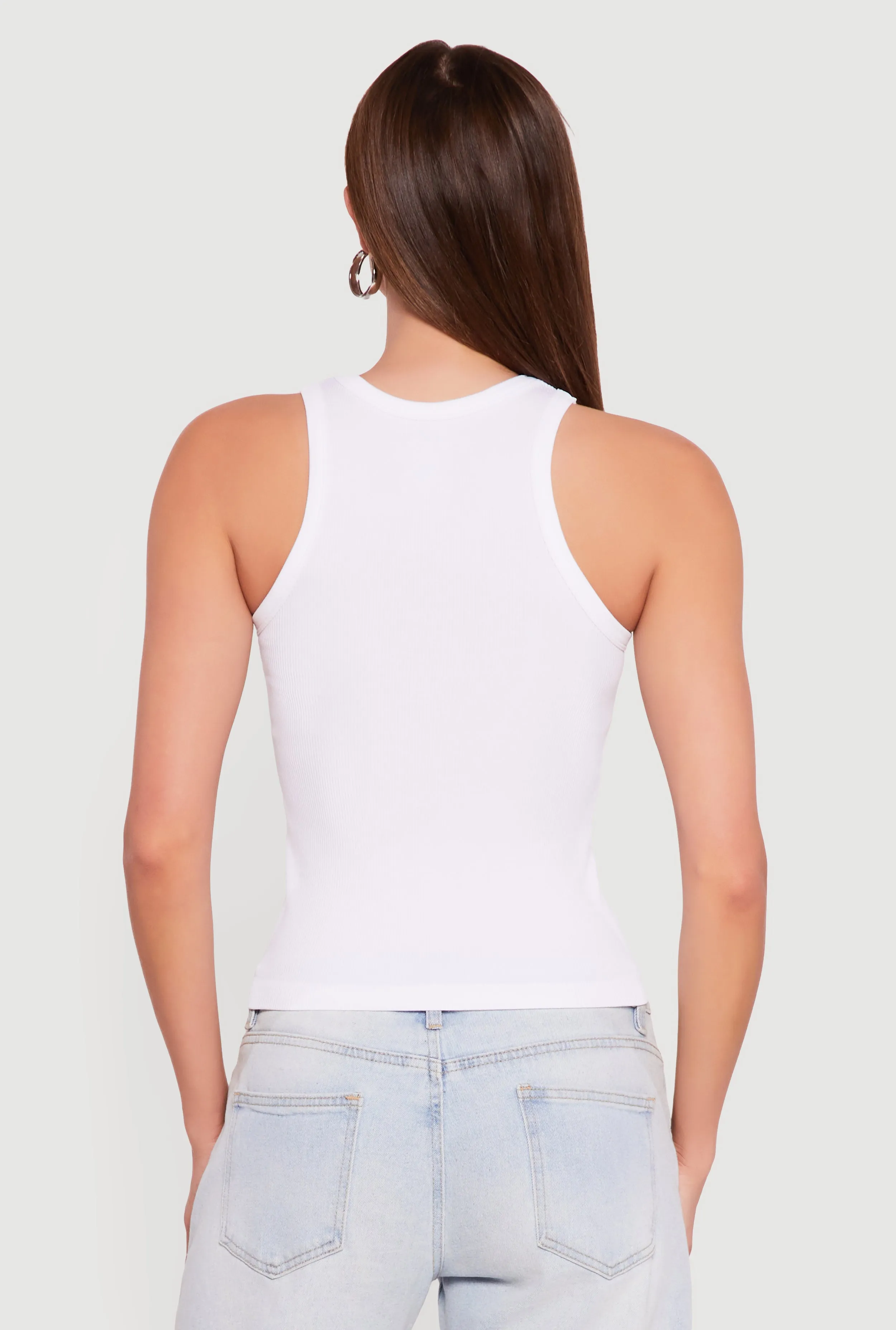 Seamless Rib Knit Cropped Racerback Tank Top sold by Rainbow product image thumbnail 5