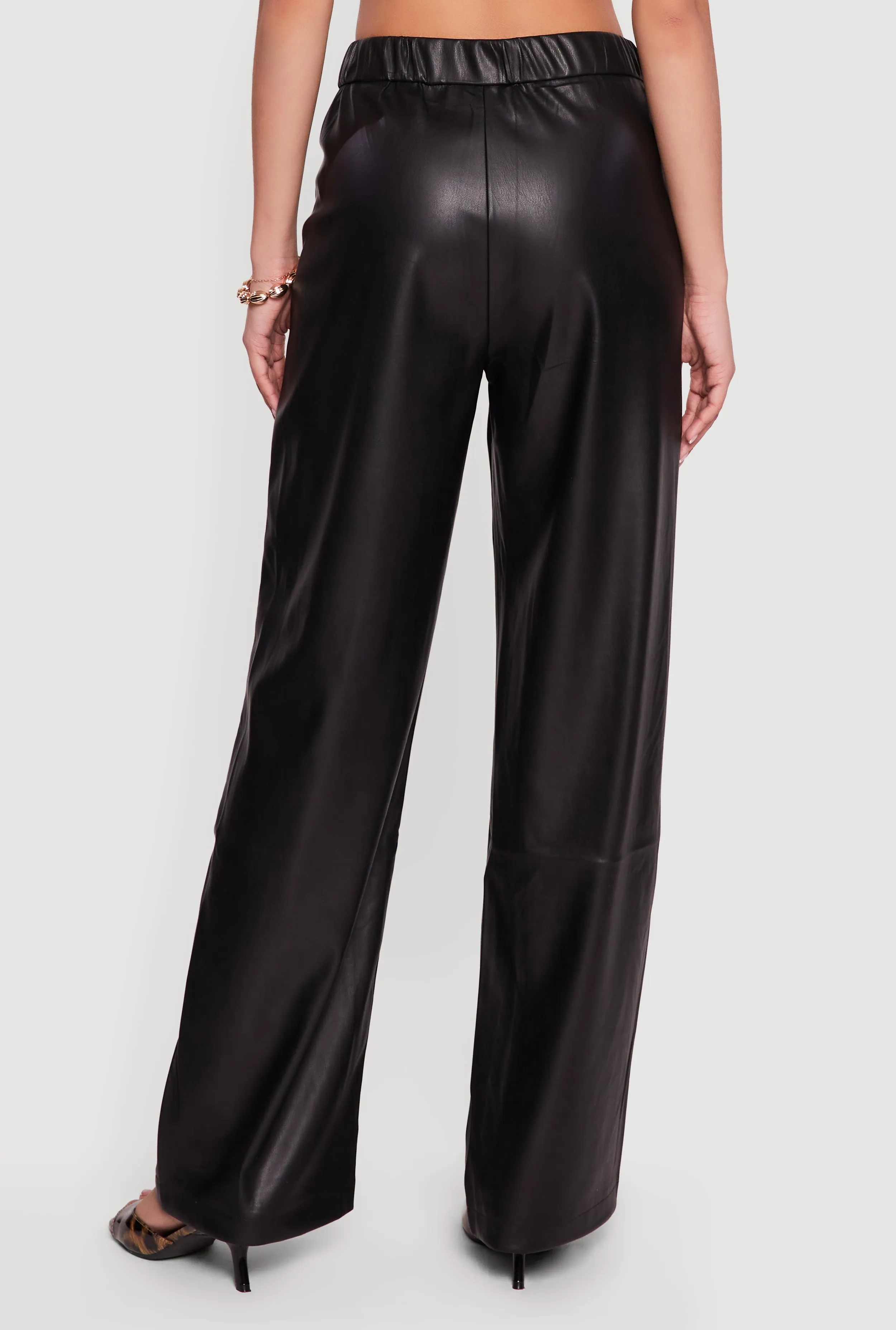 Solid Faux Leather Straight Leg Dress Pants sold by Rainbow product image thumbnail 5