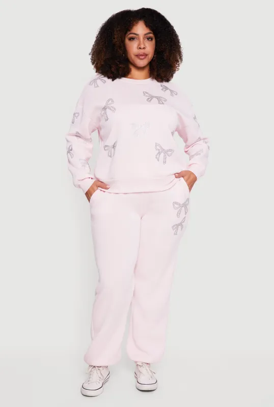 Plus Size Almost Famous Rhinestone Graphic Detail Sweatpants sold by Rainbow