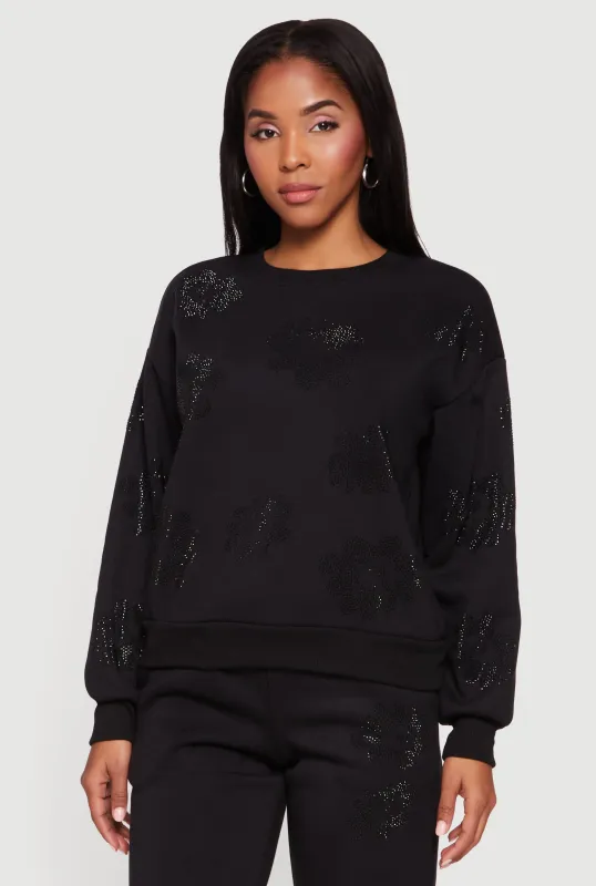 Almost Famous Pullover Sweatshirt with Rhinestone Graphic made by Almost Famous