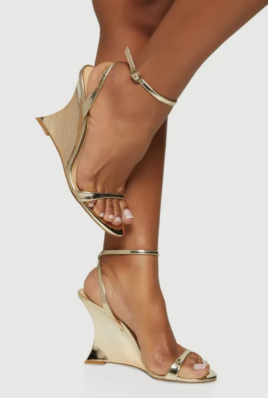 Open Toe Ankle Strap Ultra High Heel Wedge Sandals sold by Rainbow
