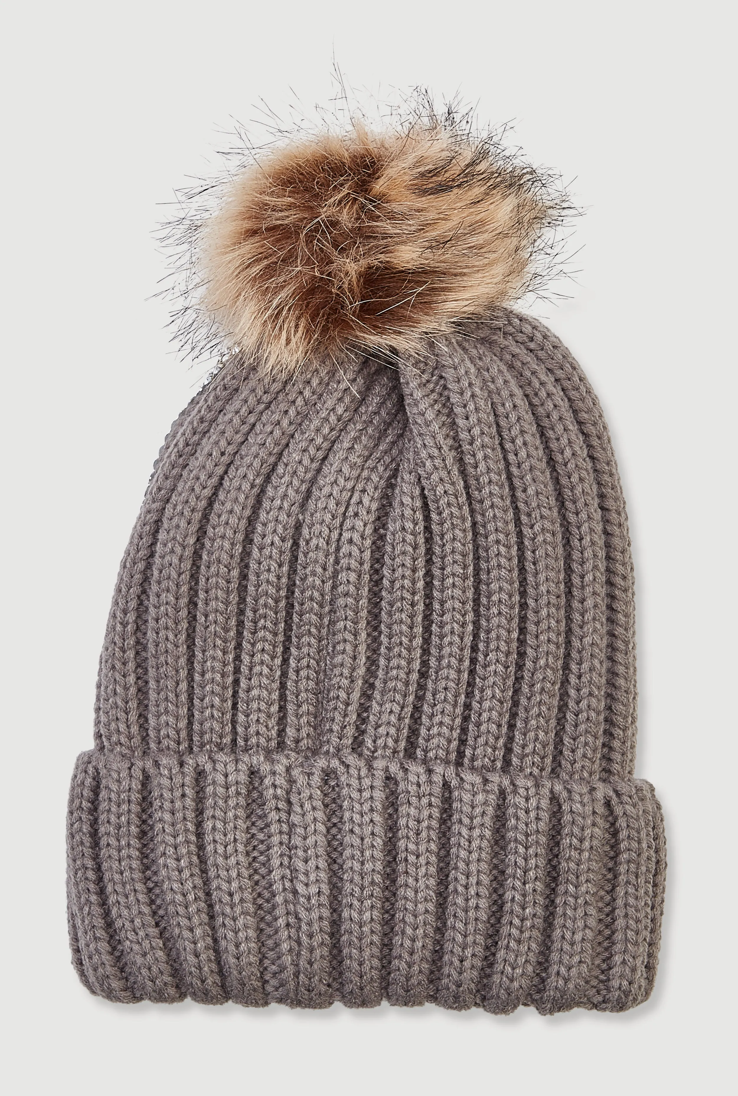 Rhinestone Beanie with Faux Fur Pom Pom sold by Rainbow product image thumbnail 5