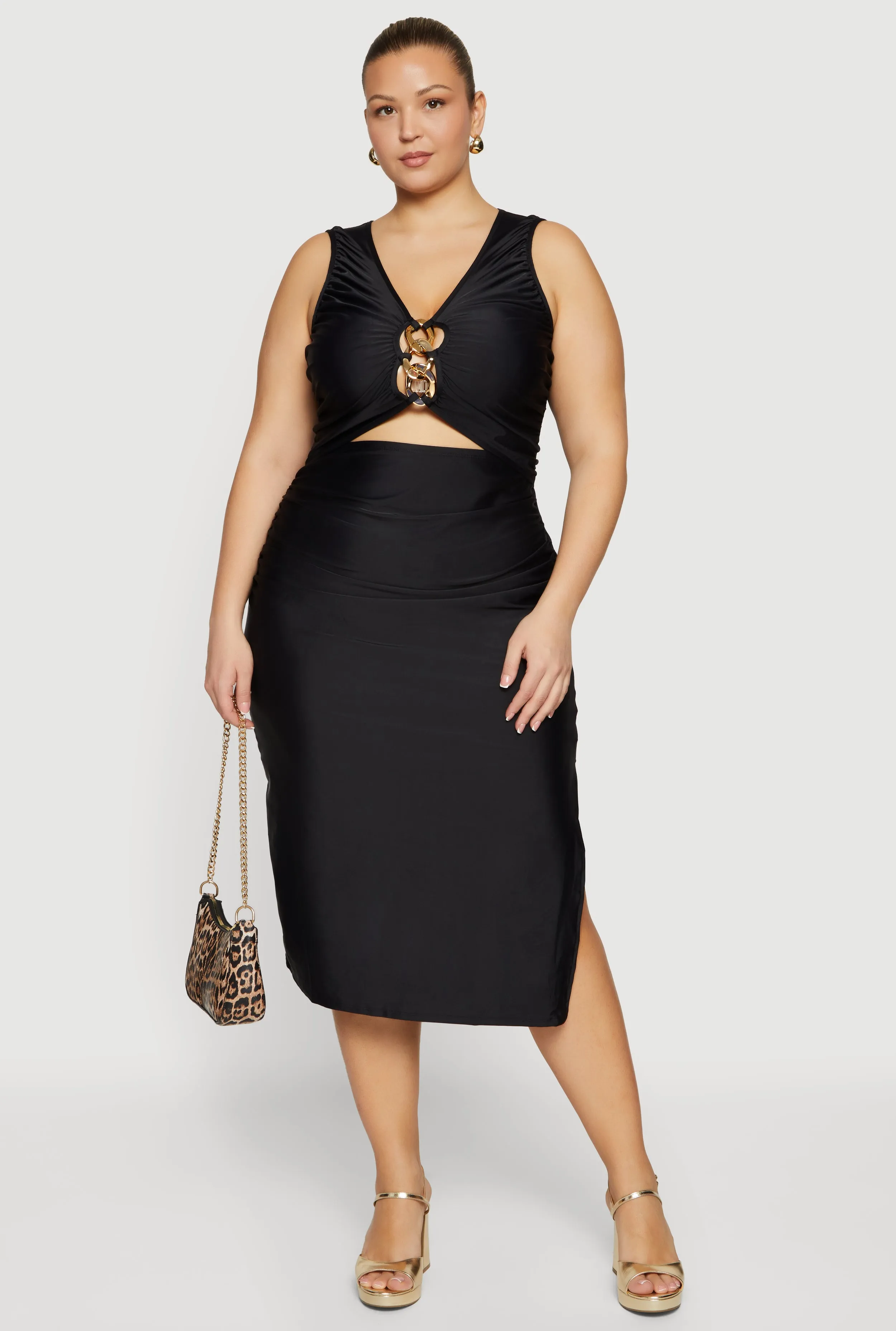 Plus Size Sleeveless Chain Cutout Detail Midi Dress sold by Rainbow product image thumbnail 2
