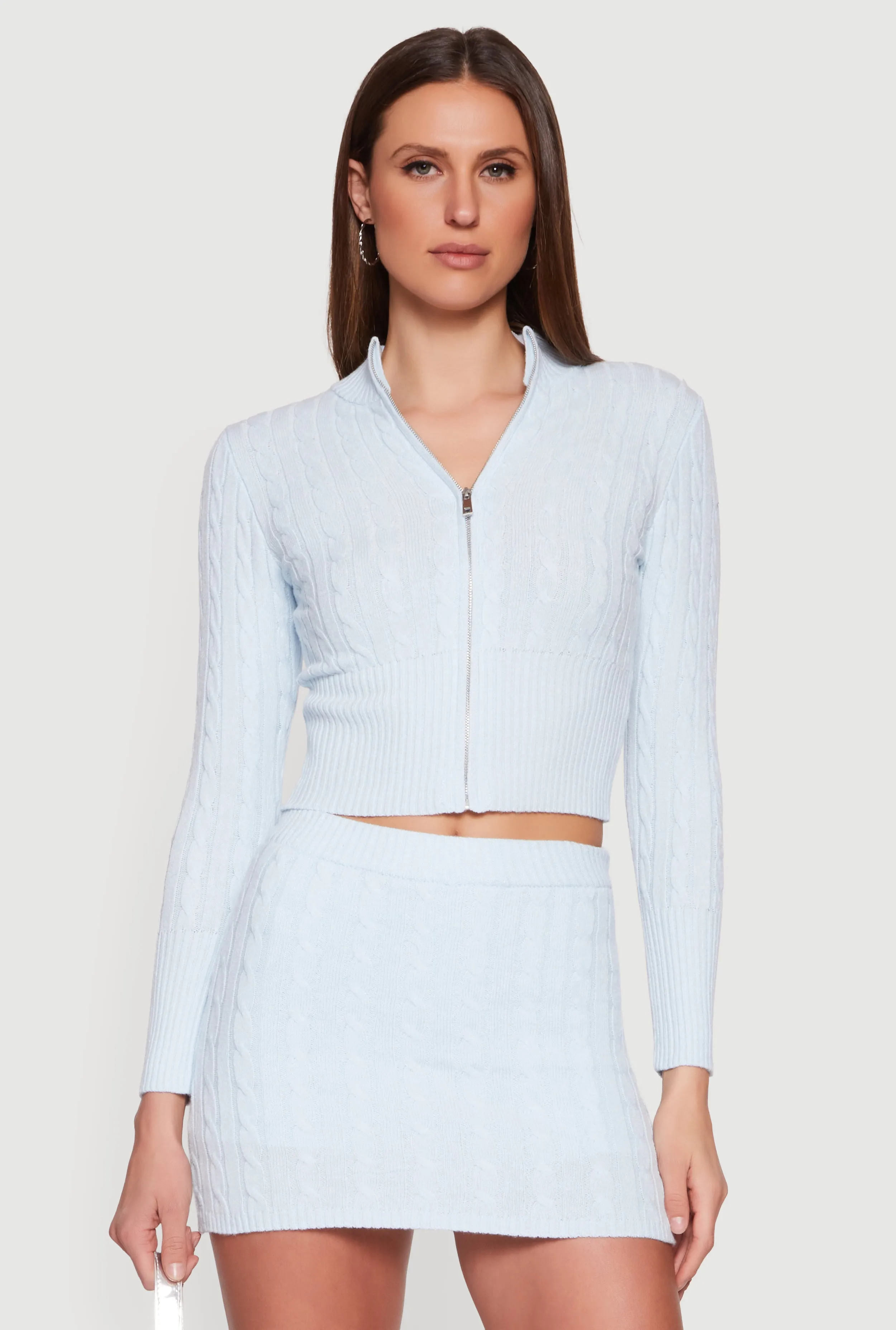 Almost Famous Cable Knit Zip Front Cardigan sold by Rainbow product image thumbnail 4