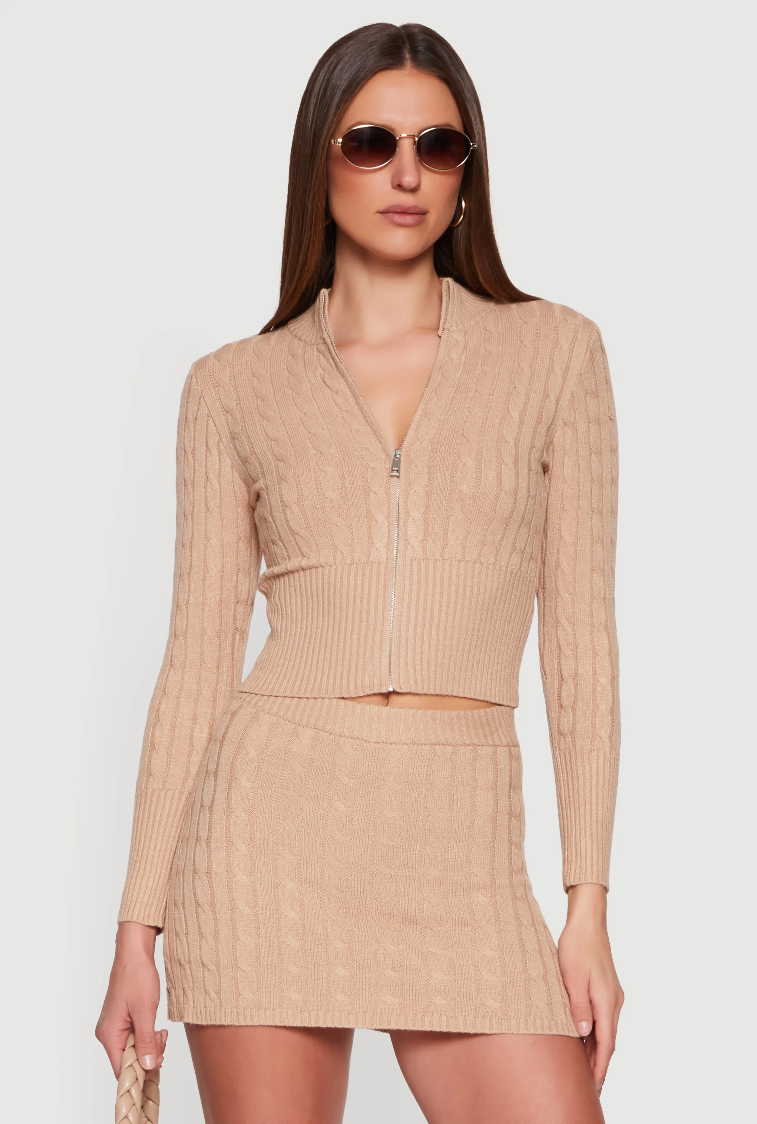 Almost Famous Cable Knit Zip Front Cardigan sold by Rainbow product image thumbnail 3