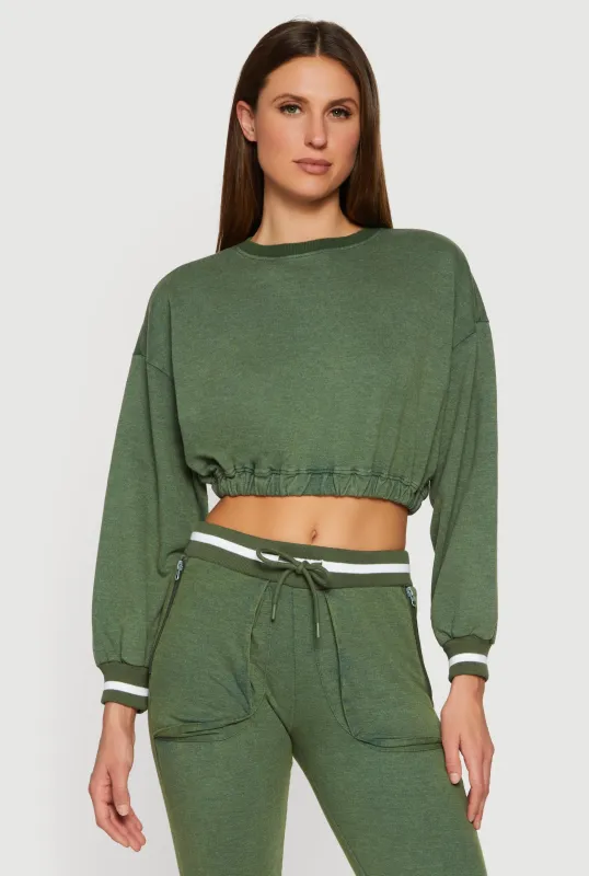 Long Sleeve Crew Neck Cropped Pullover sold by Rainbow