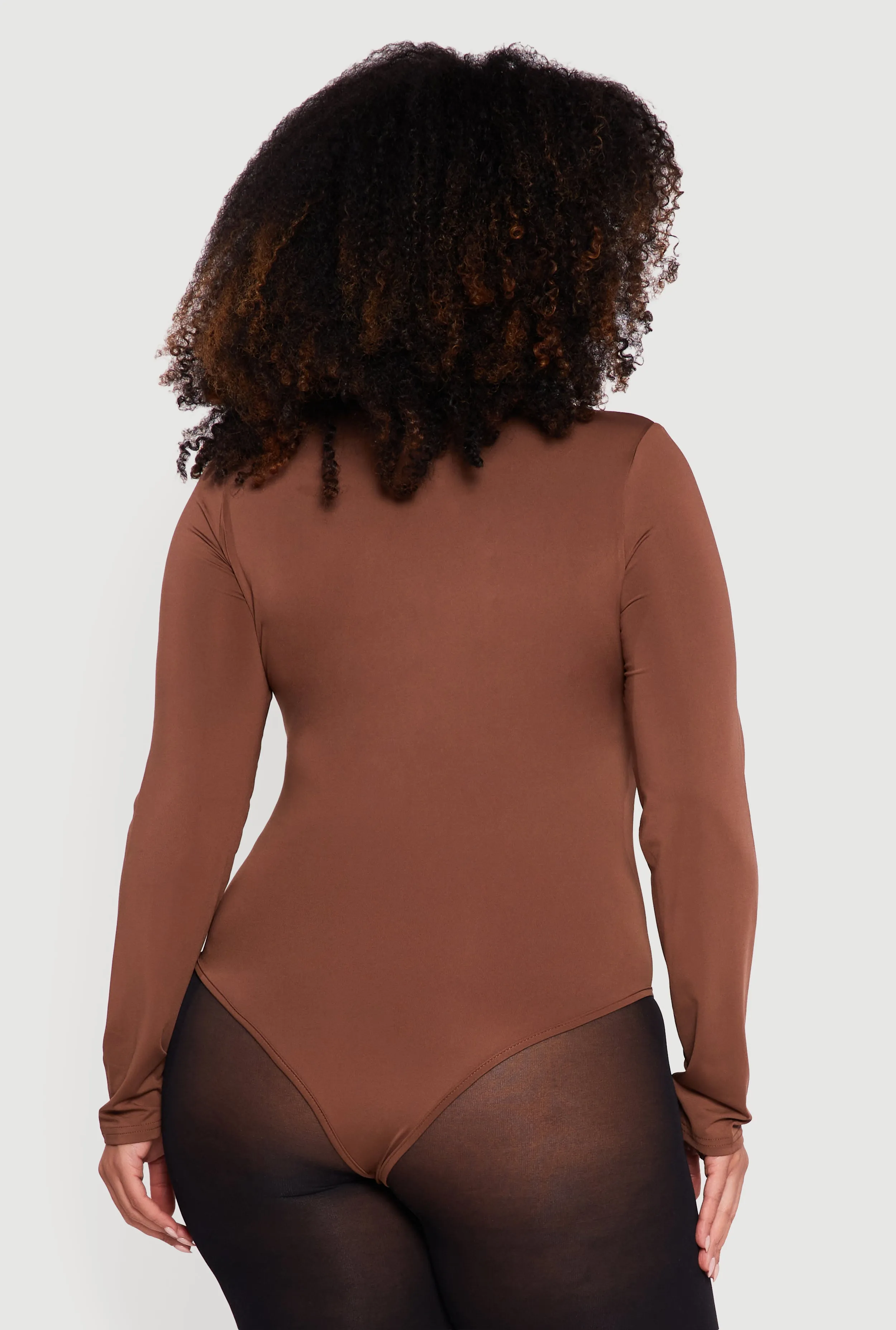 Plus Size Long Sleeve Solid Crew Neck Bodysuit sold by Rainbow product image thumbnail 5