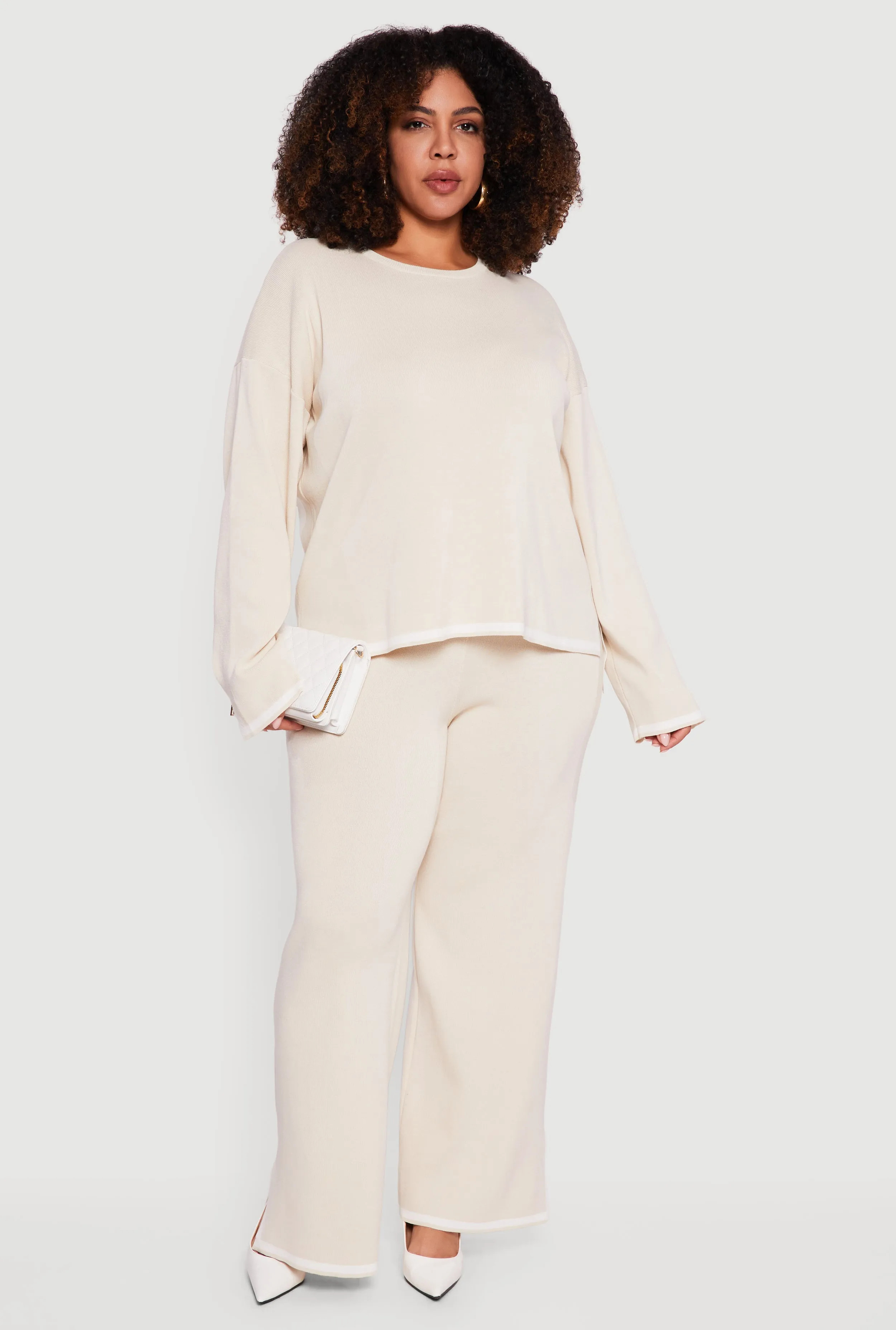 Plus Size Long Sleeve Contrast Trim Sweater sold by Rainbow product image thumbnail 2