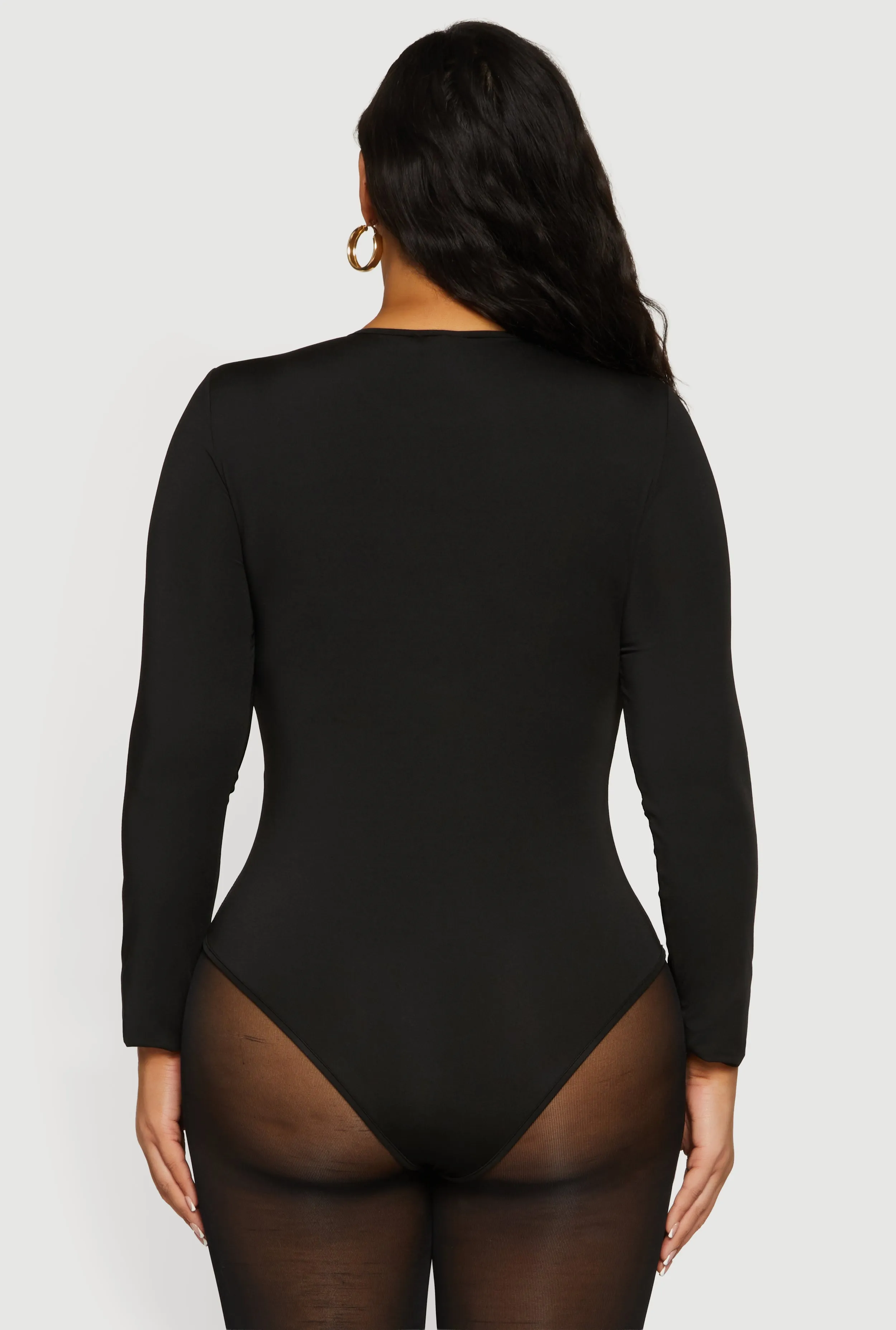 Plus Size Long Sleeve Solid Crew Neck Bodysuit sold by Rainbow product image thumbnail 5