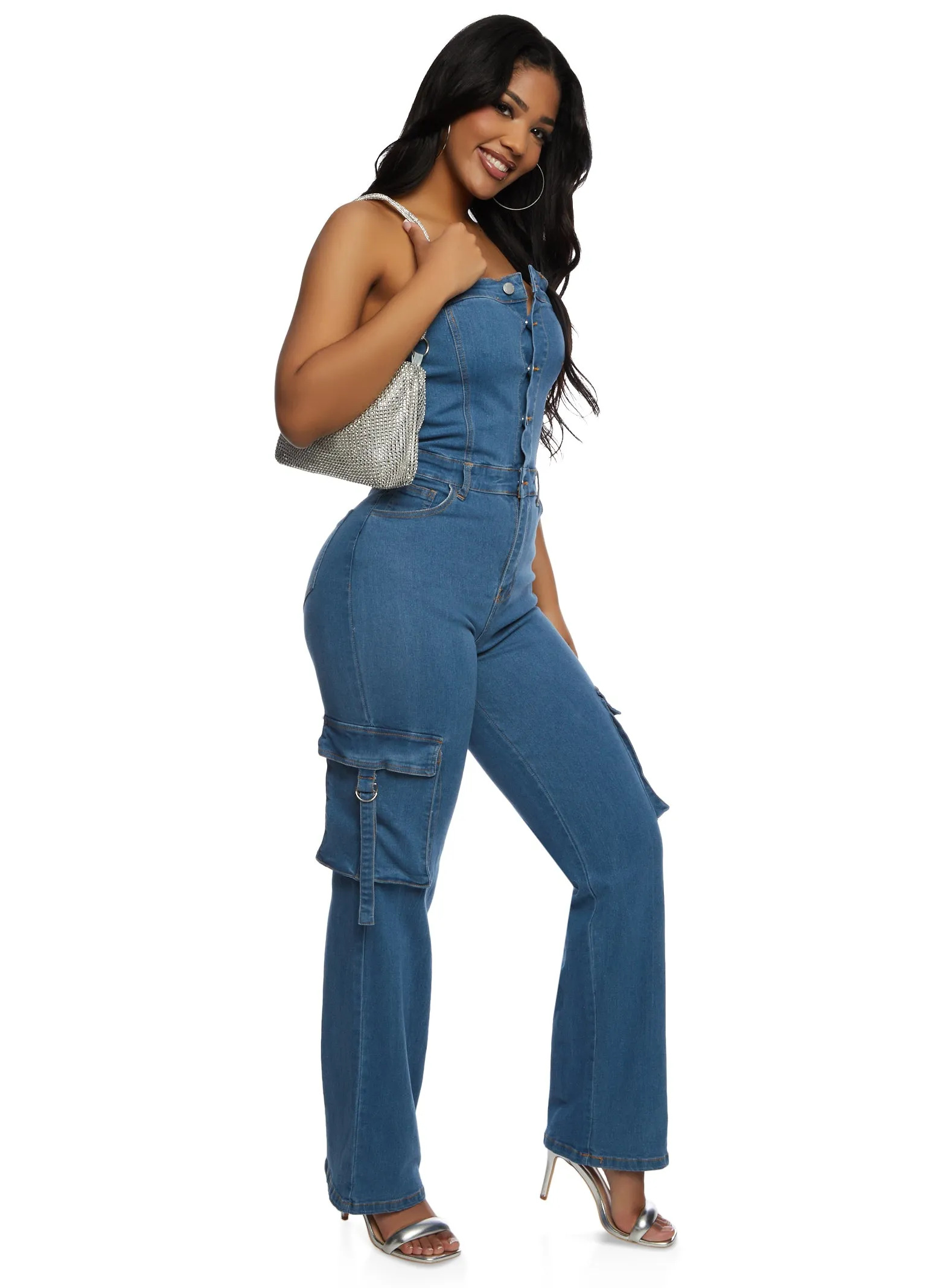 Daisy Denim Strapless Cargo Pocket Jumpsuit sold by Rainbow product image thumbnail 2