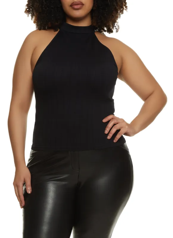 Plus Size Seamless Rib Knit Sleeveless Top sold by Rainbow