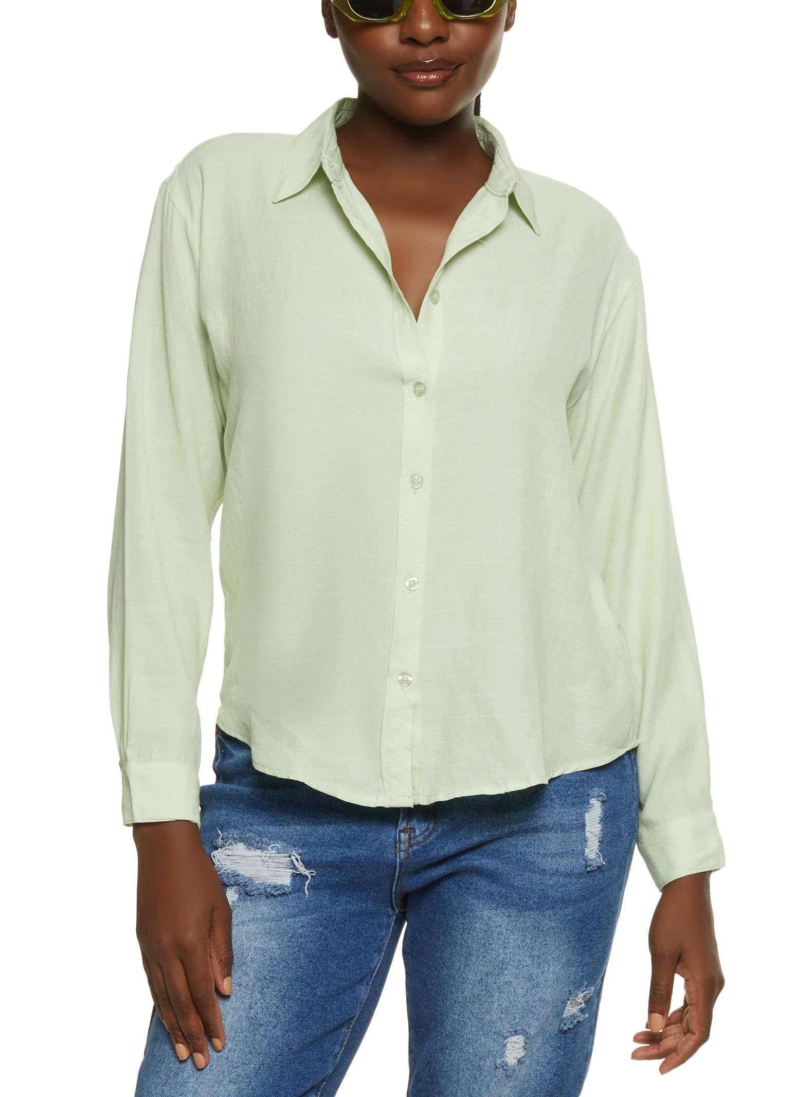 Linen Button Front Shirt sold by Rainbow