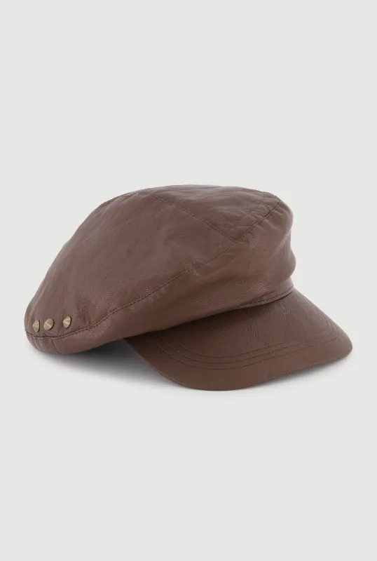 Faux Leather Slouchy Cabbie Hat sold by Rainbow