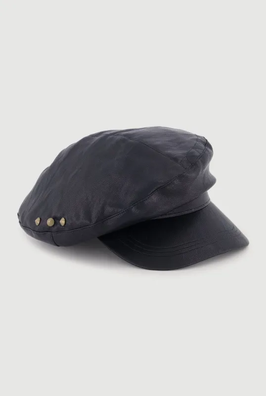 Faux Leather Slouchy Cabbie Hat sold by Rainbow