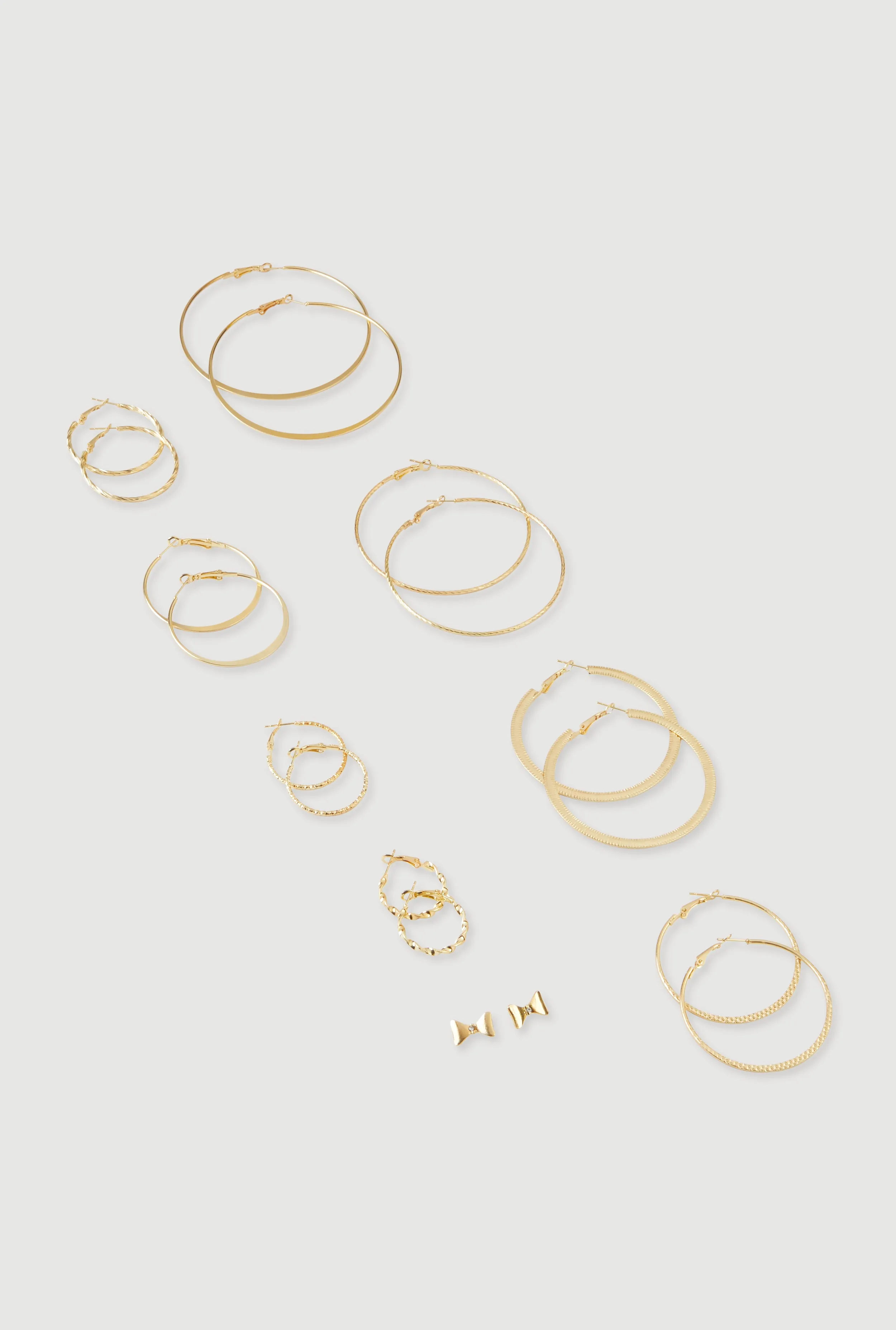 Assorted Hoop and Bow Tie Stud Earrings Set of 9 sold by Rainbow