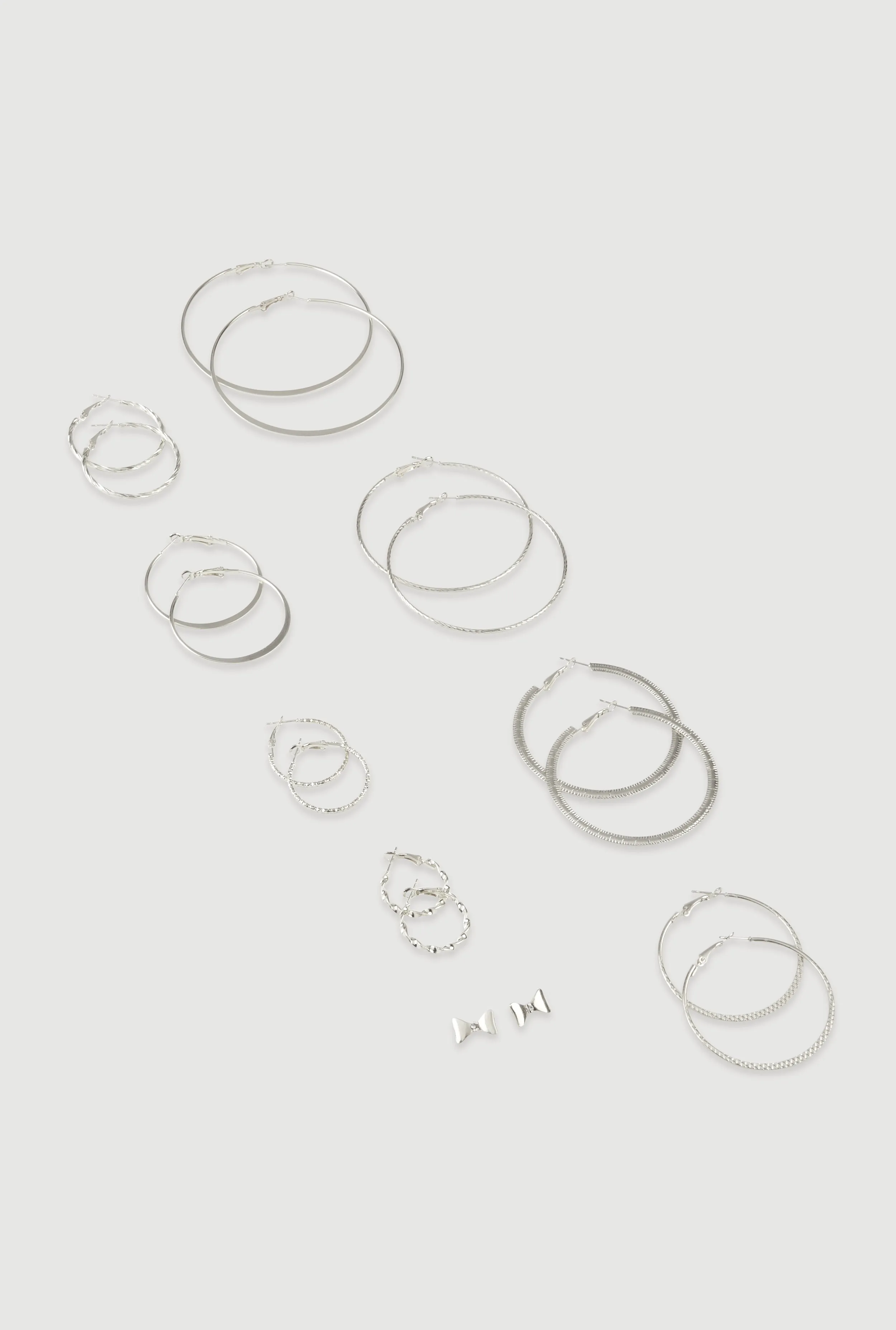 Assorted Hoop and Bow Tie Stud Earrings Set of 9 sold by Rainbow product image thumbnail 2