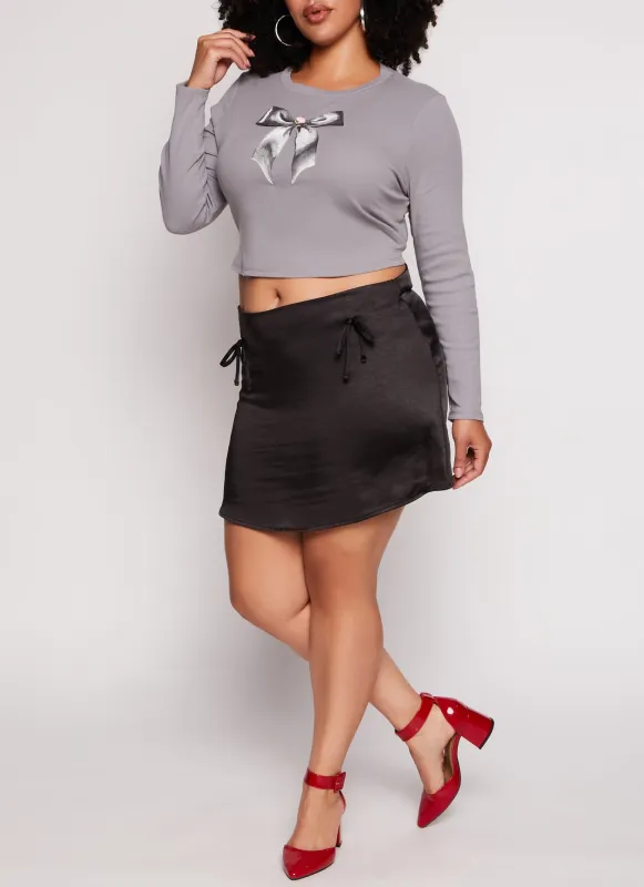 Plus Size Almost Famous Tie Detail Mini Skirt sold by Rainbow
