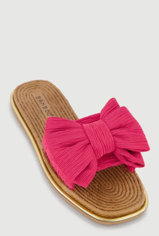 Double Bow Band Espadrille Slide Sandals made by Rainbow