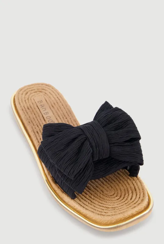 Double Bow Band Espadrille Slide Sandals sold by Rainbow