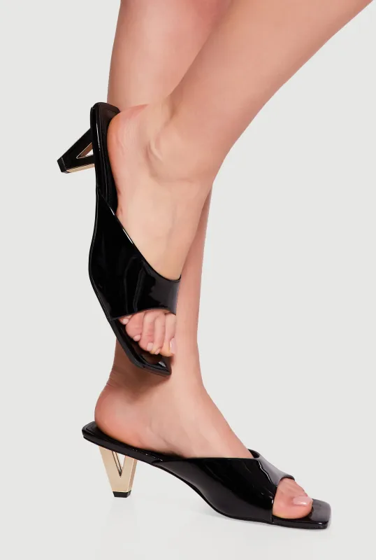 Open Toe Cutout Sculptural Heel Slide Sandals made by Rainbow