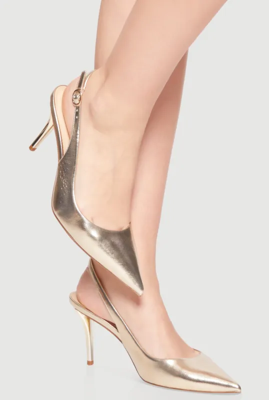 Gold Trim Pointed Toe Stiletto Heels made by Rainbow