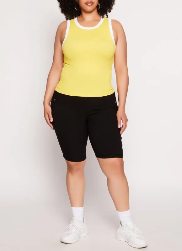 Plus Size Three Faux Button Bermuda Shorts sold by Rainbow