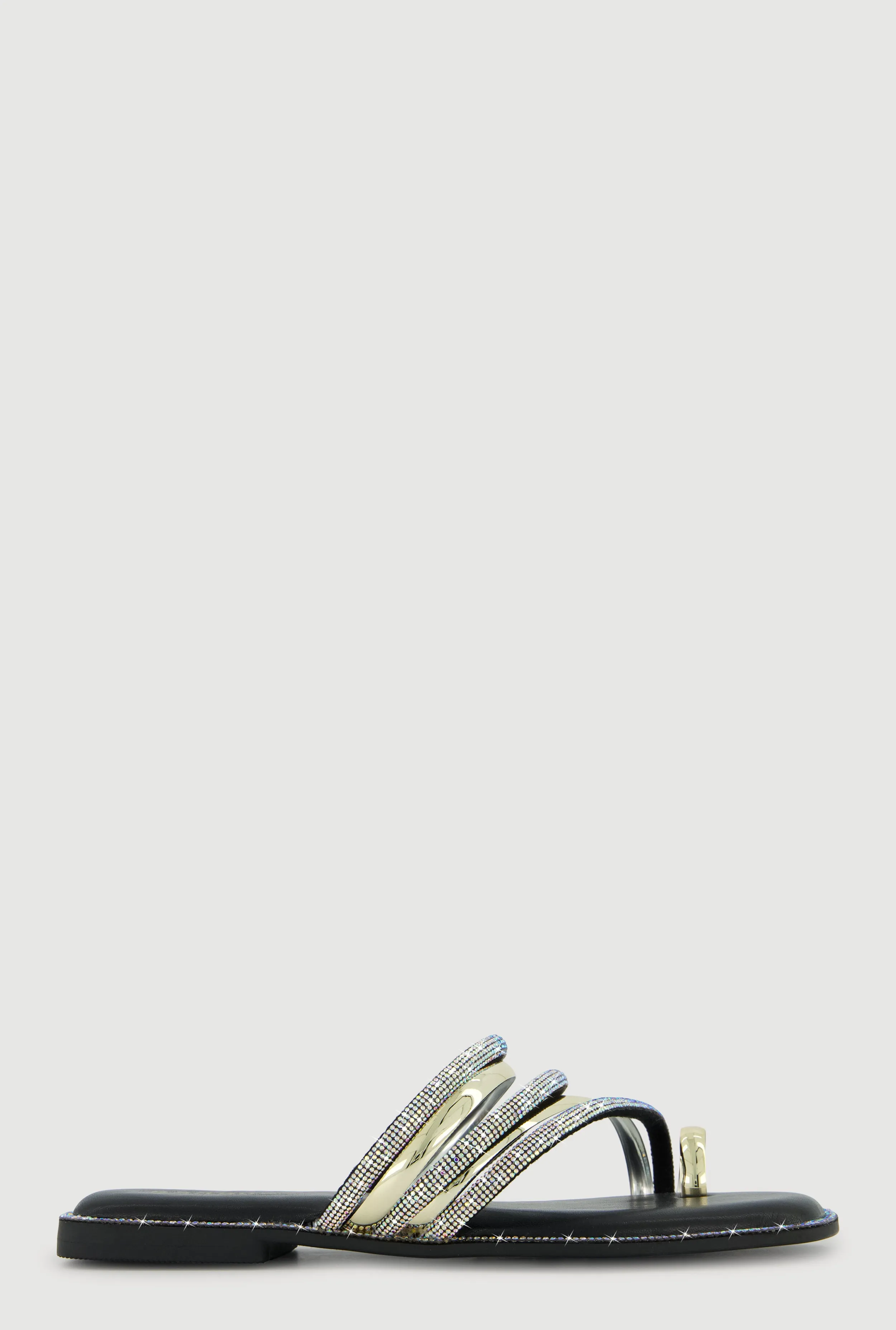 Asymmetrical Metallic Rhinestone Strappy Toe Loop Sandals sold by Rainbow product image thumbnail 2